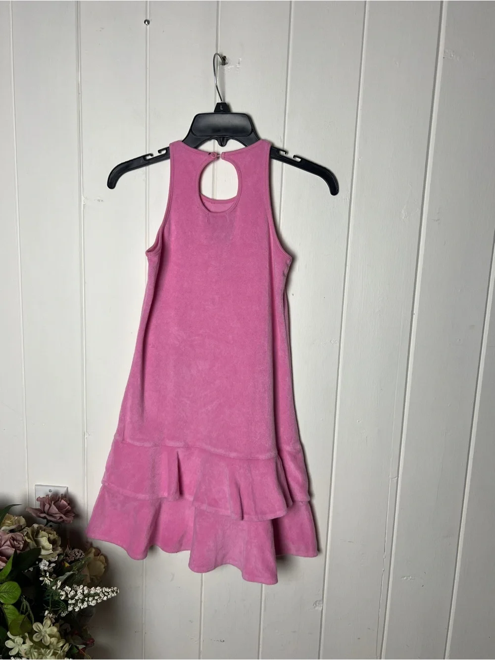 Ralph Lauren Pink Terry Cloth Ruffle Hem Swim Cover Up Dress -Girl’s size L